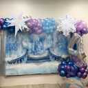 Winter Snowflake Balloons Arch Garland Kit, 115Pcs Winter Wonderland Balloon, Blue Purple Silver Clear Snowflake Foil Balloon for Christmas Xmas Ice Snow Princess Theme Baby Shower Birthday Decoration