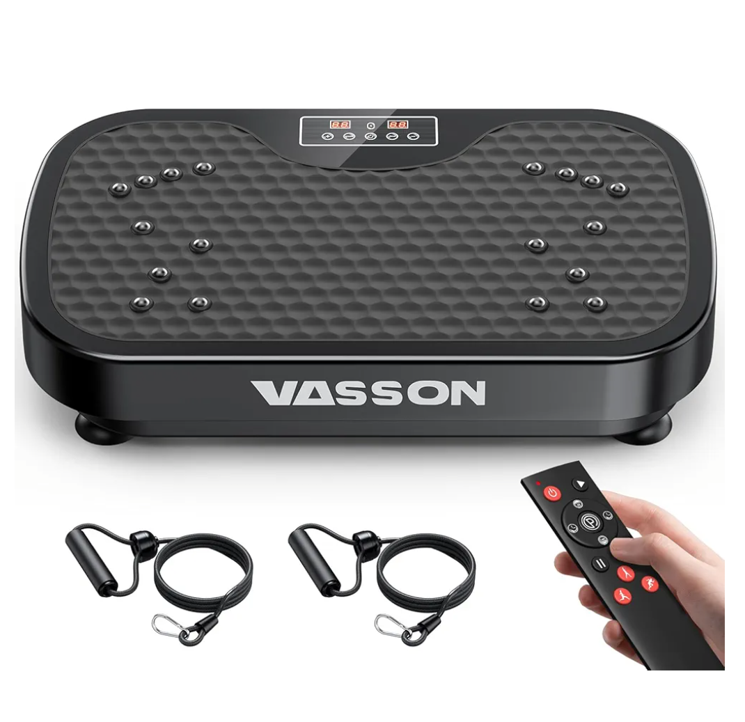 VASSON Vibration Plate Exercise Machine, Power Vibrating Shake Platform for Lymphatic Drainage, Whole Body Vibrate Waver Fitness, Full Body Shaking Board for Home Workouts, Weight Loss, Women Black