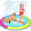 Dog Pool, 51 Inch Splash Sprinkler Pad for Dogs Thickened Durable Upgrade Bath Pool Pet Summer Outdoor Water Toys, Colorful