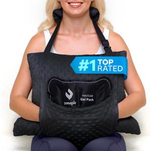 Zomaple Recovery Hysterectomy Pillow with Gel Pack & Lumbar Support  Post Abdominal Surgery Must Haves  Ideal for C-Section, Laparoscopic & Hernia Healing Comfort (Black Lounger Strap & Back Set)