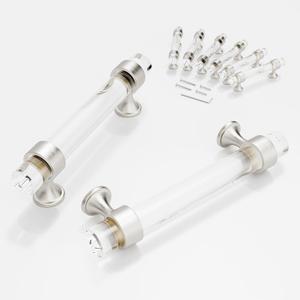 6 Pack Cabinet Handles and Pulls for Cabinets and Drawers, Kitchen Bathroom Bedroom Brushed Nickel Pull Door Handle Distance Glass Crystal Knobs 96mm