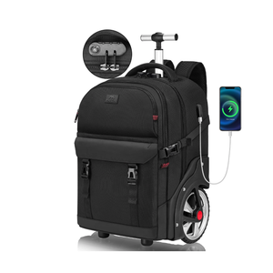 MATEIN Rolling Backpack for Men with Wheels, 17 Inch Large Wheeled Backpack with USB Charging Port & Combination Lock, Water Resistant Anti Theft Travel Laptop Backpack for Adults Work Business, Black