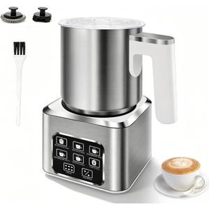 6-in-1 Electric Milk Frother and Steamer, Large Capacity & Detachable Electric Milk Frother and Warmer, Automatic Hot & Cold Foam Maker, with Stainless Steel Jug, 16.91oz/500ml for Coffee