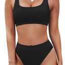 Pink Queen Women's Crop Top High Waisted Cheeky Bikini Set Two Piece Swimsuits Size S