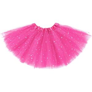 Century Star Sparkle Tutu for Toddler Girls Tulle Ballet Dance Skirt Princess Baby Kids Dress up Birthday Party 3 Layers 2-8T (Cute Hot Pink Tutu Rose Red)