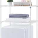 Zvyteay 4 Tier Mini Fridge Shelf Adjustable Height Storage Shelf Metal Storage Rack Mini Fridge and Microwave Stand for Dorm, Kitchen, Office, White, 24"W x 18"D x 73"H