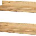 Floating Shelves for Wall 24 inch, Waterproof, Wall Storage Shelves with Lip, Display Picture Ledge Shelf for Living Room Photo Frame, Natural Wood Hanging Book Shelves (Natural, Set 2)