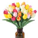 SITUMEIZI Fake Flowers Tulips Artificial Silk Flower 15pcs Real Touch 14" for Spring Easter Home Kitchen Wedding Bouquet Bulk Mother's Gift Day Decorations