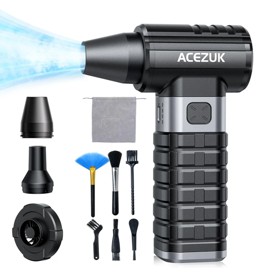 Compressed Air Duster 4-Gear Adjustable 300000RPM Electric Air Duster Rechargeable Brushless Motor Mini Cordless Air Blower for Keyboard, Electronics,Car and Home Cleaning Replaces Compressed Air Can