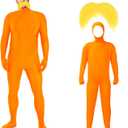 Orange Costume Yellow Mustache and Eyebrows Halloween Costume Orange Jumpsuit for Halloween Christmas Party Cosplay, Medium