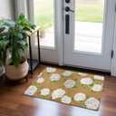 White Hydrangea Floral Door Mat, Hydrangeas Flower Decorative Front Door Mat Outside Entrance, White Hydrangea Artificial Coir Doormat Rugs for Indoor Outdoor Entryway Entry, 17x30 Inch