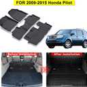 Floor Mats for Honda Pilot 2009 2010 2011 2012 2013 2014 2015 Accessories 9PCS, Cargo Mat Custom TPE All Weather Protection Full Coverage 2nd & 3rd Row Floor Liner &Trunk Liner car Accessories