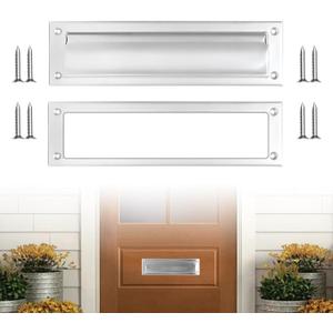 Mail Slot Matte Black,13Inch Stainless Steel Mail Slot Cover for Front Door.Mailbox Door Replacement for Wall,13"3.7" (Sliver, 10Inch)