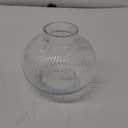 YANWE1 Round Glass Vase, Flower Vases for Bouquet, Ribbed Glass Vases for Flowers, Small Clear Vase for Living Room, Office, Coffee Table, Shelf, Wedding, 6 Inches