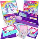 Original Stationery Unicorn Letter Writing Kit - 45-Piece Multi-Color Paper & Sticker Set With Purple Storage Box - Stationery & Letter Paper for Girls