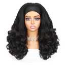Quantum Love Yaki Curly Headband Wigs for Black Women Kinky Straight Black Headband Curly Ends Synthetic Wear and Go Glueless half Wig with Headbands Attached (18 INCH)