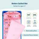 Wildkin Quilted Kids Nap Mat Soft Microfiber with Pillow & Elastic Straps for School & Travel
