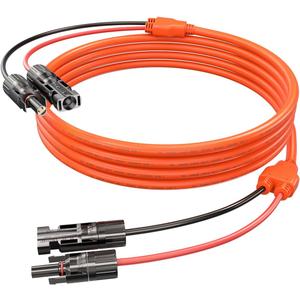 30FT 9M Orange One-Piece Solar Panel Extension Cable, 12AWG 4mm Solar PV Wire with IP68 Female & Male Waterproof Connectors, Flame Retardant Protective Sleeving for Home, RV, Solar Energy Systems