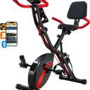 BARWING Stationary Exercise Bike for Home Workout, 5 IN 1 Foldable Indoor Cycling Bike for Seniors, 350LB Capacity, 16-Level Magnetic Resistance, Seat Backrest Adjustments (App-XB01-BR)