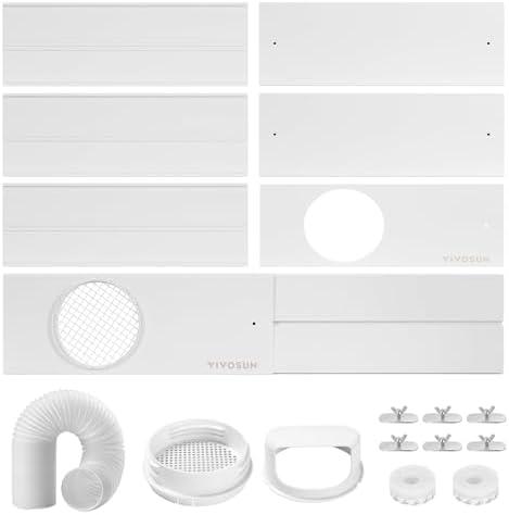 VIVOSUN Portable AC Sliding Door Vent Kit, 16.9"/21.2"-88.6" Length Adjustable, Fits 5.1" & 5.9" Exhaust Hose for Sliding Doors or Windows, 5.9” Exhaust Hose Included