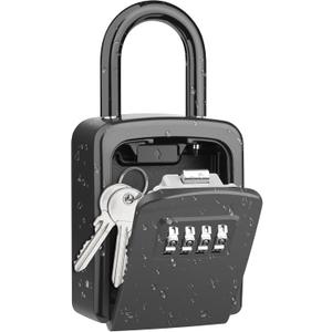 Key Lock Box Wall Mounted, [5 Keys Capacity] Diyife Portable Lock box for House Key, Resettable Outdoor Lock Box, Waterproof Key Safe Storage Lock Box for Home Garage Office, 1Pack Black
