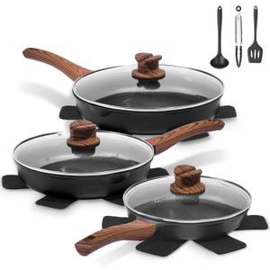Vinchef Pots and Pans Set Non Stick, 12pcs Induction Cookware Set, Non Stick Frying Pans with Lid, Non Toxic Kitchen Cookware Sets, Pan Sets for Cooking, PFAS and PFOA Free