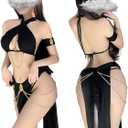 Women's Cosplay Costumes Outfit Dress Babydoll Lingerie Set (Black), Size: Free Size