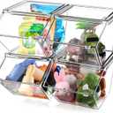 Yerliker 4 Pcs Clear Plastic Storage Bins with Lids Large Stackable Pantry Storage Organizer Bins Kitchen Organization Cabinet Organizers Ideal Containers for Fridge, Kitchen, Cabinets (Clear)