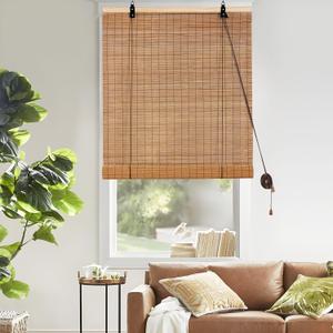 Bamboo Roller Blinds Bamboo Shades Roll Up Light Filtering Window Curtains for Interior Home Patio Porch Brown 32''W X 72''H