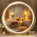 Hasipu Vanity Mirror with Lights, 27.6" LED Big Makeup Mirror, Lighted Makeup Mirror with Lights, Smart Touch Control 3 Colors Dimmable Round Mirror 360°Rotation Gold