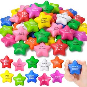 Sotiff 100 Pack Star Stress Balls Bulk for Adults Kids Stress Relief Balls with Motivational Quotes Mini Inspirational Foam Squeeze Gifts Party Favors Toys for Anger Fidget Relief(Bright Colors)