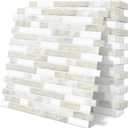 Thick Kitchen Backsplash 3D Peel and Stick Tile 12"x12" Self Adhesive Sticky Marble Tiles Bathroom Wall (10-SheetBeige White)