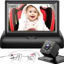 Baby Car Mirror with 4.3'' HD Night Vision Function Display, Safety Car Seat Camera with Wide Crystal Clear View, Easily Observe The Babys Move(Not USB) (Black)