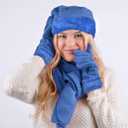 boxed-gifts Women's Warm Fleece Winter - Women's Hat and Glove Set + Hats Gloves Scarves for Women (French Blue)