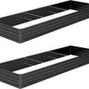 2PCS 12x4x1FT Galvanized Raised Garden Bed Kit,Vegetable Boxes-Rectangle Metal Flower Box,Large Planter Raised Beds Outdoor Garden for Planting,Fruit,Herb-Black