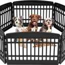 IRIS USA 24" 6-Panel Pet Dog Puppy Playpen, Indoor/Outdoor Dog Pen, 60 x 60 x 24, Foldable, Customizable, Black (24" H - 6 Panel)