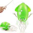 Music Jellyfish,Octopus Toys with Auto-Avoidance - Crawling & Dancing Baby Toy, Music, Perfect Sensory Toy for Tummy Time & Toddler Play (Yellow Green)