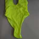 Sexy Backless Cheeky High Cut Leg Thong V Neck One Piece Swimsuit, Small