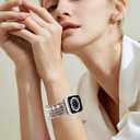 Beaded Bracelet Compatible with Apple Watch Band 41mm 40mm 38mm 42(Series10) Women, Stainless Steel Gold & Silver Beads, Cute Handmade Elastic Stretch Strap for iWatch Series SE 10 9 8 7 6 5 4 3 2 1