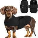 Queenmore XXS Dog Sweaters, Soft Fleece Vest Pullover Pet Jacket with Leash Hole, Warm Winter Dog Clothes Cold Weather Doggy Dachshund Sweater for Small Dogs Cats Boy or Girl (Black, XXS)