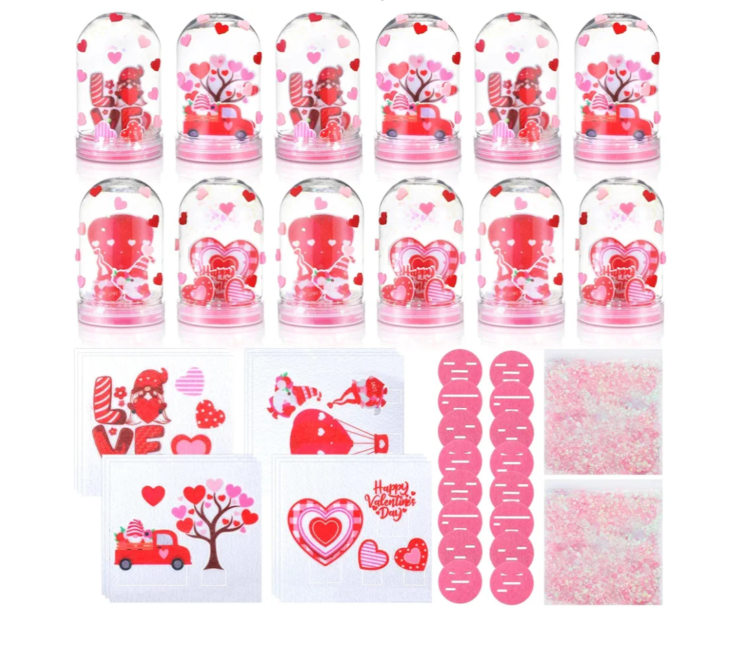 Valentine’s Day Hearts Glitter Globe Craft Kit, Makes 13