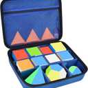 Speed Cube Storage Case Compatible with Rubik's Cube for GAN Magic Puzzle Cubes, Carrying Bag Holder with Mesh Pocke for Brain Teaser Fidget Toy/Cube Stand/Tutorial (Box Only) - Blue
