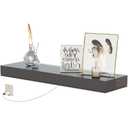 36'' White Floating Shelves, 10'' Deep, 3'' Thick, High Gloss Wall Mounted Shelves with Lights, Ideal for Living Room Display, Bedroom Nightstand, Office Storage, Kitchen Decor, or Under TV