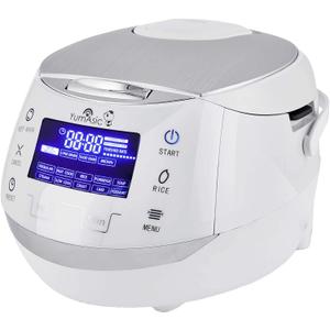 Yum Asia Sakura Rice Cooker with Ceramic Bowl and Advanced Fuzzy Logic (8 Cup, 1.5 Litre) 6 Rice Cook Functions, 6 Multicook Functions, Motouch LED Display, 120V Power (White and Siver)