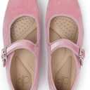 Women's Square Toe Ballet Flats - Mary Jane Shoes with Adjustable Strap, Slip On Comfortable Work Flats,Satin Soft Leather Dressy Shoes (7, Pink)