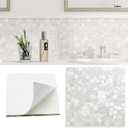 Peel and Stick Backsplash Mother of Pearl Tile, Yew & Tulip Self-Adhesive Natural Nacre Shell Seamless 12 x 12 Mosaic Sheet for Kitchen Backsplash Home Decor (Ivory White, 1 Sheet/Box, 1 sq.ft.)