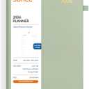 SUNEE 2026 Weekly and Monthly Planner 5.5" x 8.3" (January 2026-December 2026), Half Weekly Half Note, Small Yearly Calendar Planner, Leather Hardcover, 100 GSM Paper, Notes, Inner Pocket, Green