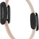 PhysKcal Pilates Ring, 15-Inch Magic Circle with Extra Thick Padded Handles, Pilates Equipment for Toning Inner Thighs, Arms and Strengthening Cores- Workout Guide Included, Beige 