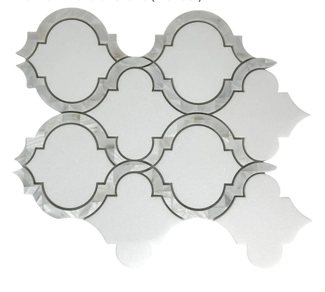 Tenedos White Arabesque Marble Mosaic Tile – 10x12 Polished Moroccan Lantern Design for Backsplash, Shower, Bathroom, Fireplace Accent – Premium Natural Stone (1 Sheet)