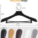 Plastic Extra Wide Suit Hangers, Pack of 15, Width: 17.7",Notched Shoulders & Metal Hooks, Black